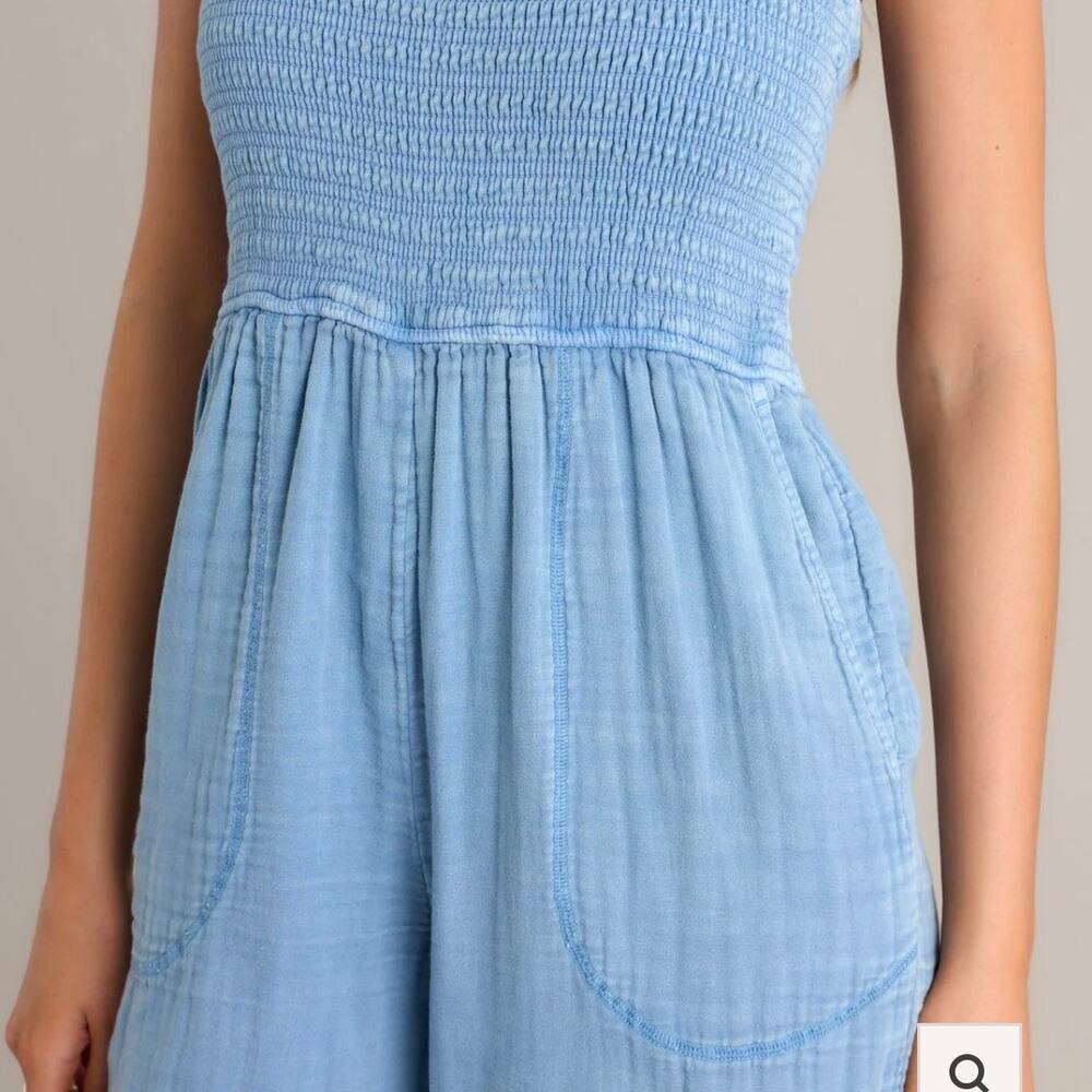 Z SUPPLY SANTOS Blue Indigo Gauze Jumpsuit Size M - Picture 5 of 6